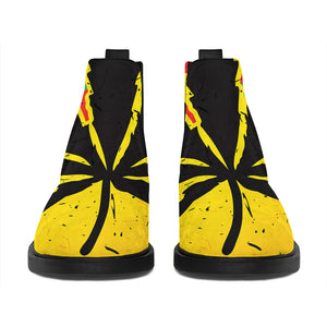 Cannabis Rasta Print Flat Ankle Boots