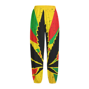 Cannabis Rasta Print Fleece Lined Knit Pants