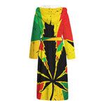 Cannabis Rasta Print Hooded Bathrobe