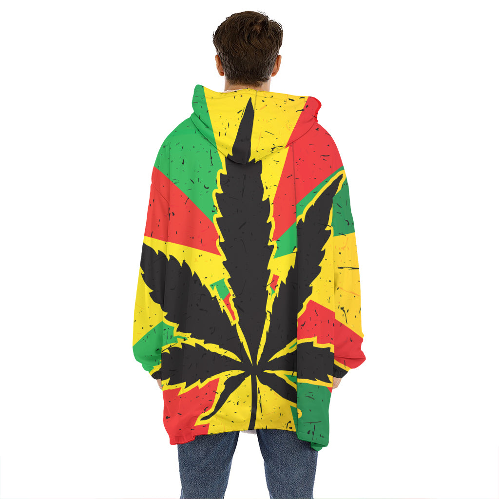 Cannabis Rasta Print Hoodie Blanket