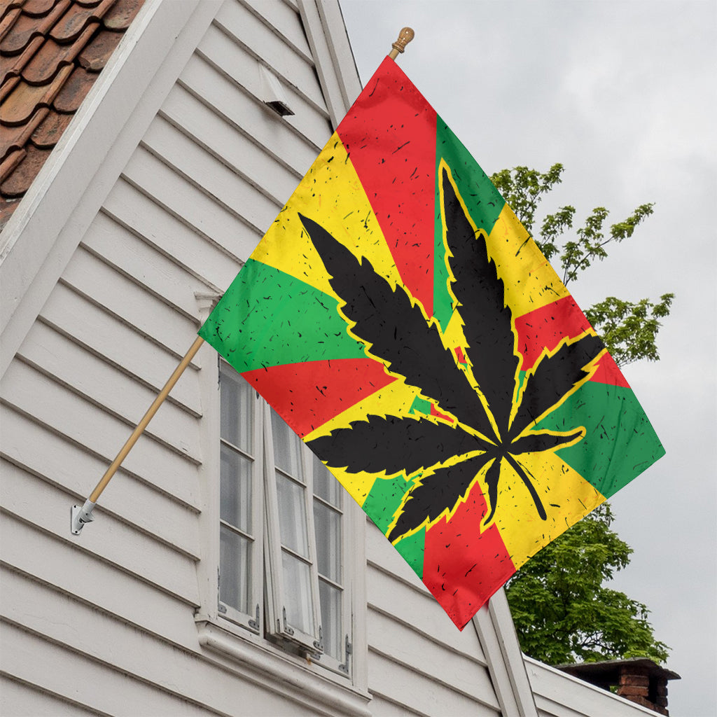 Cannabis Rasta Print House Flag