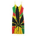 Cannabis Rasta Print Jersey Midi Cami Dress