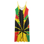 Cannabis Rasta Print Jersey Midi Cami Dress