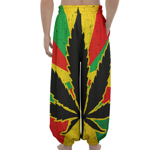 Cannabis Rasta Print Lantern Pants