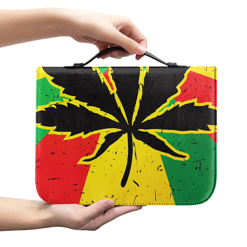Cannabis Rasta Print Leather Bible Cover
