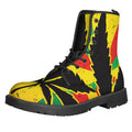 Cannabis Rasta Print Lace-Up Boots