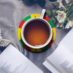 Cannabis Rasta Print Leather Coaster Set