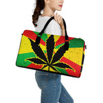 Cannabis Rasta Print Leather Duffle Bag