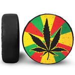 Cannabis Rasta Print Leather Spare Tire Cover