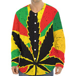 Cannabis Rasta Print Long Sleeve Baseball Jersey