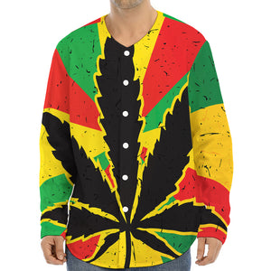 Cannabis Rasta Print Long Sleeve Baseball Jersey