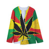 Cannabis Rasta Print Long Sleeve Short Coat