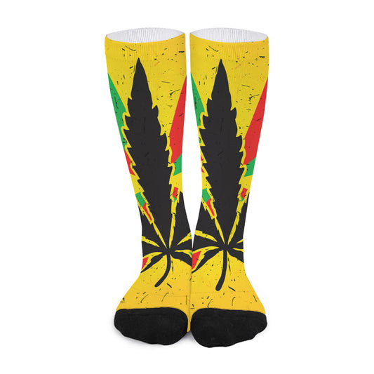 Cannabis Rasta Print Long Socks