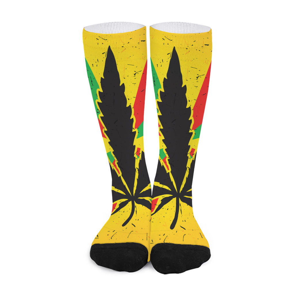 Cannabis Rasta Print Long Socks