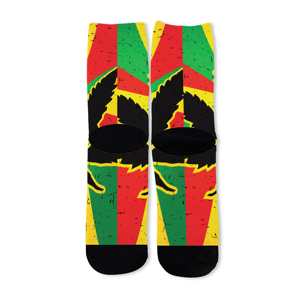 Cannabis Rasta Print Long Socks