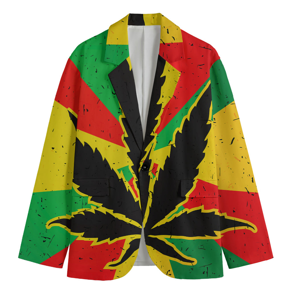 Cannabis Rasta Print Men's Blazer