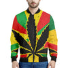 Cannabis Rasta Print Men's Bomber Jacket