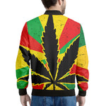 Cannabis Rasta Print Men's Bomber Jacket