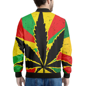 Cannabis Rasta Print Men's Bomber Jacket