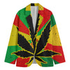 Cannabis Rasta Print Men's Cotton Blazer