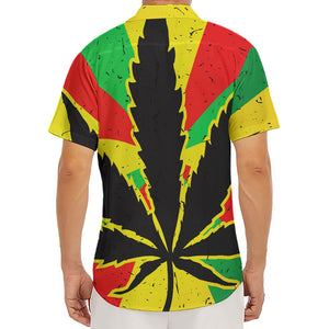 Cannabis Rasta Print Men's Deep V-Neck Shirt