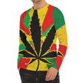 Cannabis Rasta Print Men's Long Sleeve Rash Guard