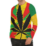 Cannabis Rasta Print Men's Long Sleeve Rash Guard