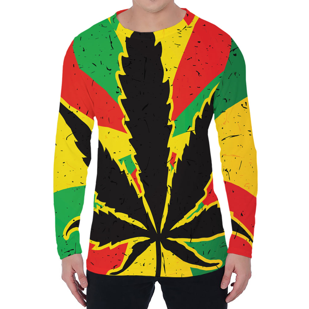 Cannabis Rasta Print Men's Long Sleeve T-Shirt