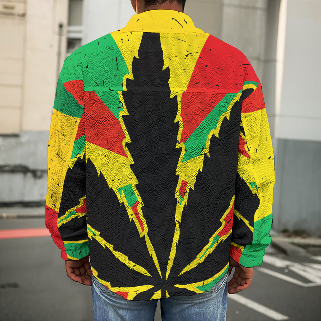 Cannabis Rasta Print Men's Shirt Jacket