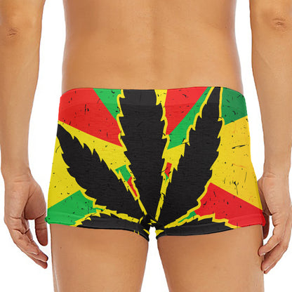 Cannabis Rasta Print Men's Short Boxer Briefs