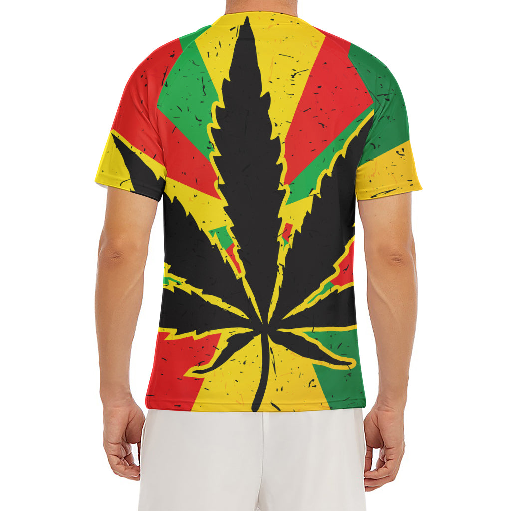 Cannabis Rasta Print Men's Short Sleeve Rash Guard