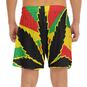 Cannabis Rasta Print Men's Split Running Shorts