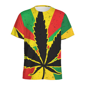 Cannabis Rasta Print Men's Sports T-Shirt