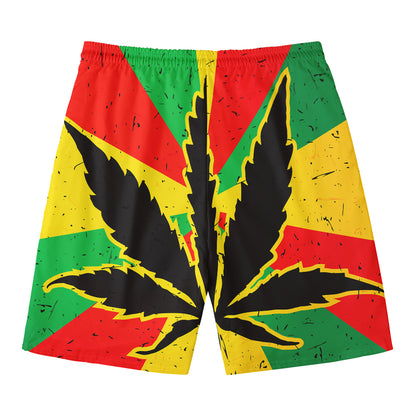 Cannabis Rasta Print Men's Swim Trunks