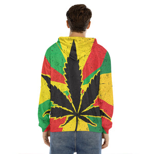 Cannabis Rasta Print Men's Velvet Pullover Hoodie