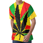 Cannabis Rasta Print Men's Velvet T-Shirt