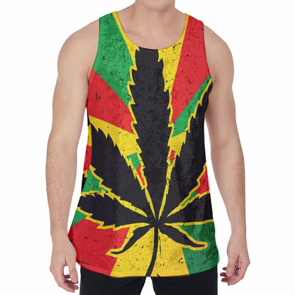 Cannabis Rasta Print Men's Velvet Tank Top