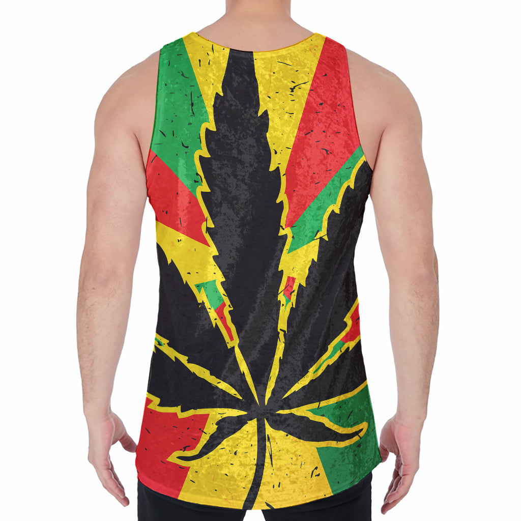 Cannabis Rasta Print Men's Velvet Tank Top