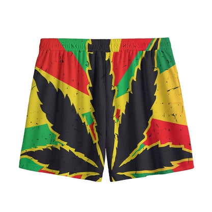 Cannabis Rasta Print Mesh Shorts