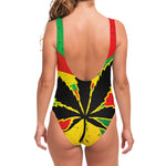 Cannabis Rasta Print One Piece Swimsuit