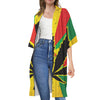 Cannabis Rasta Print Open Front Beach Cover Up