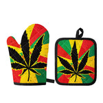 Cannabis Rasta Print Oven Mitt And Pot Holder Set