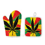 Cannabis Rasta Print Oven Mitt And Pot Holder Set
