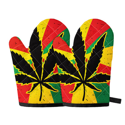 Cannabis Rasta Print Oven Mitts