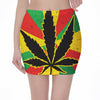 Cannabis Rasta Print Pencil Mini Skirt