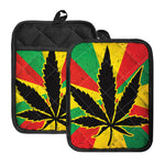 Cannabis Rasta Print Pot Holders With Pocket