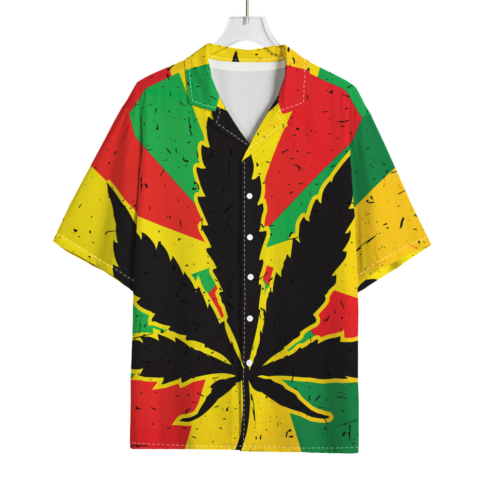 Cannabis Rasta Print Rayon Hawaiian Shirt