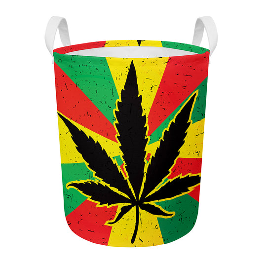 Cannabis Rasta Print Round Laundry Basket