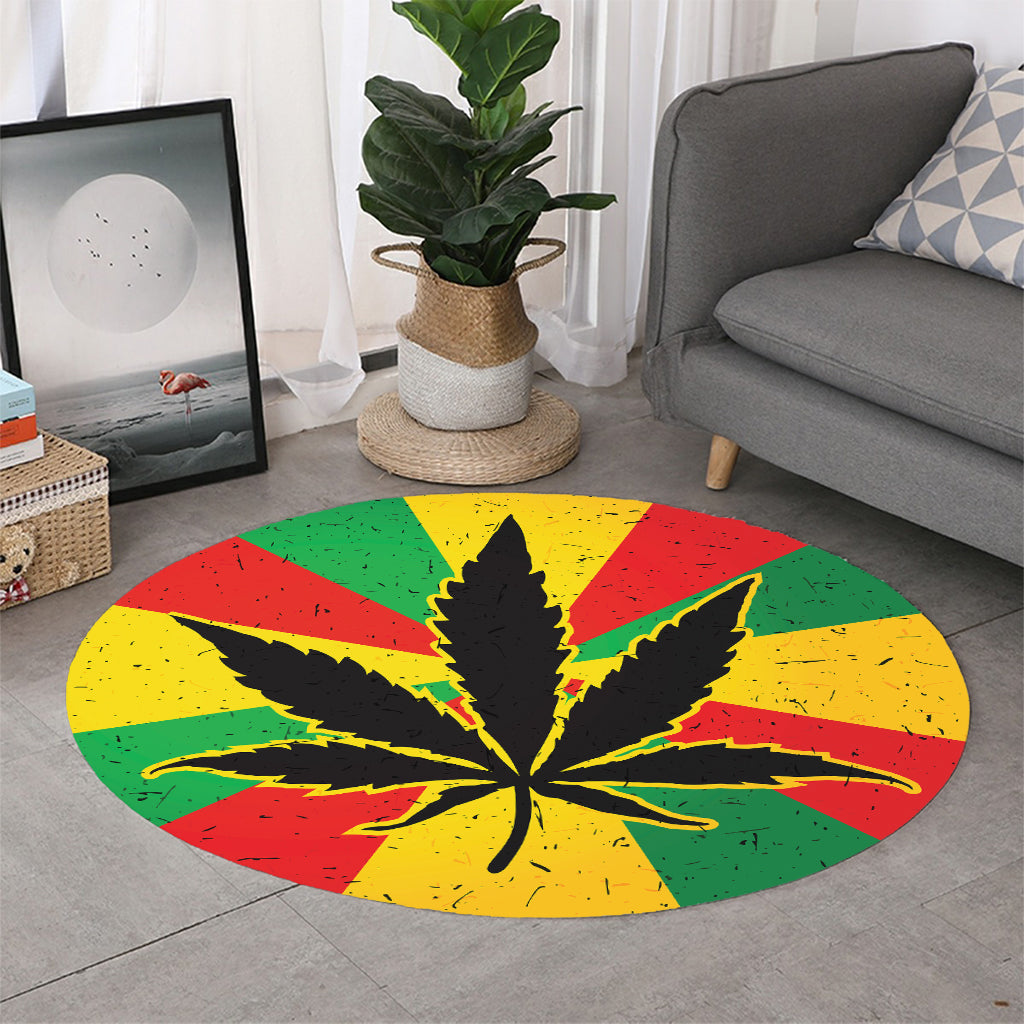 Cannabis Rasta Print Round Rug