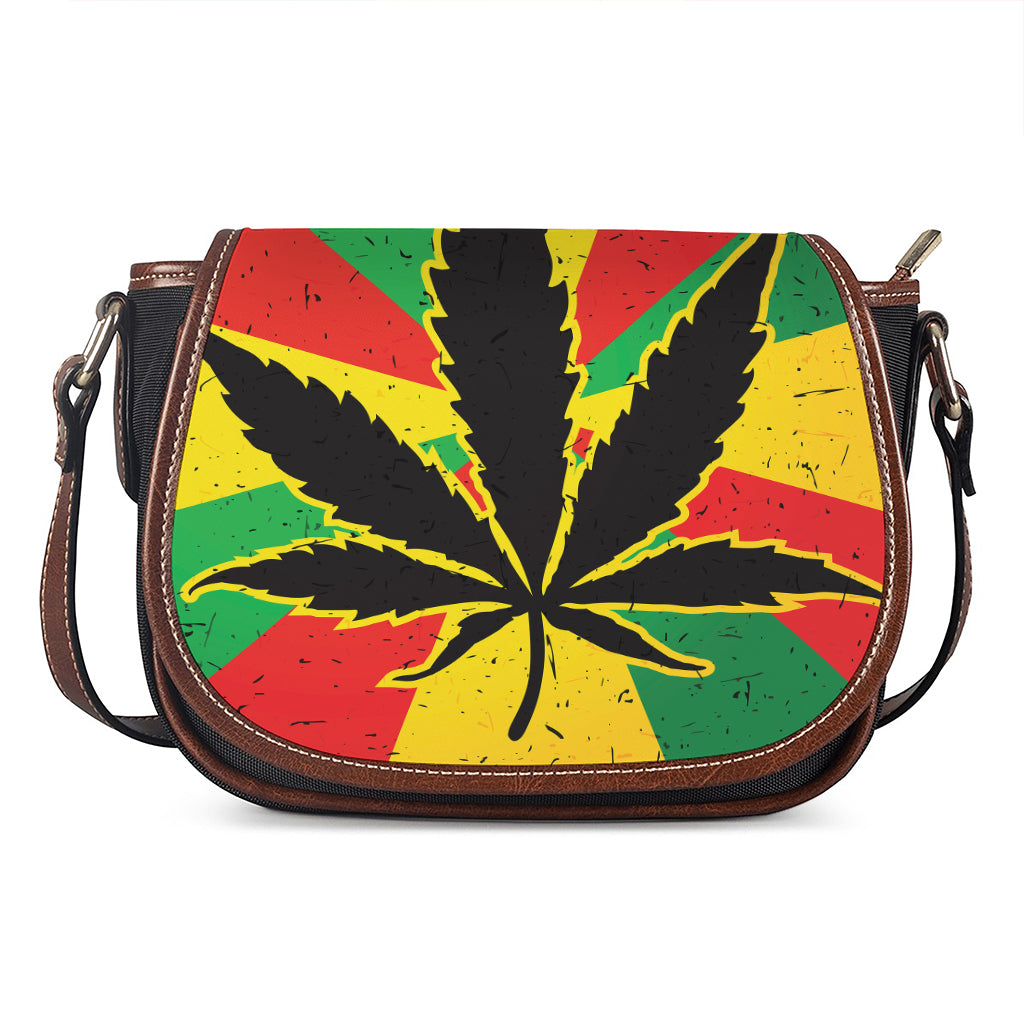 Cannabis Rasta Print Saddle Bag